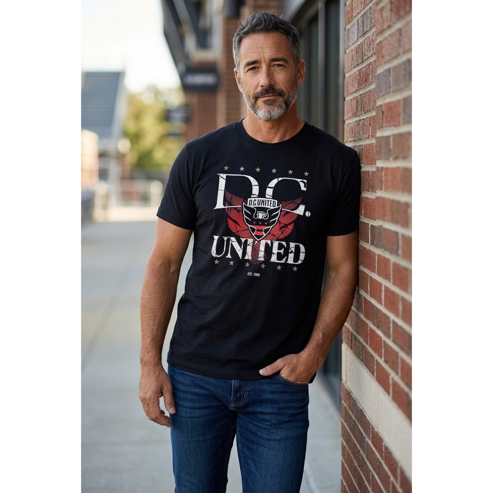 #008 DC United MLS 500 Level Mens Graphic TShirt Black XL Bella Canvas Soccer T